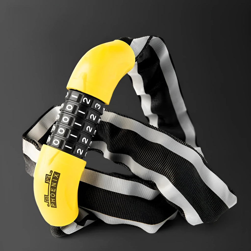 Mountain bike anti hydraulic shear chain lock with 95cm zinc alloy chain in black and yellow colour options