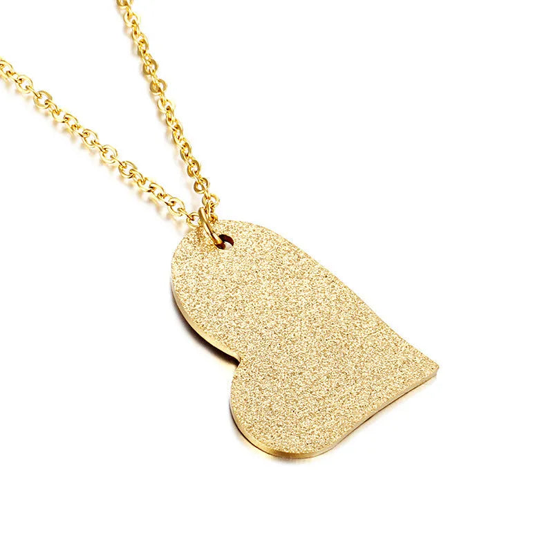 Women's geometric heart-shaped titanium steel necklace with simple chain in colour KN25736-Z