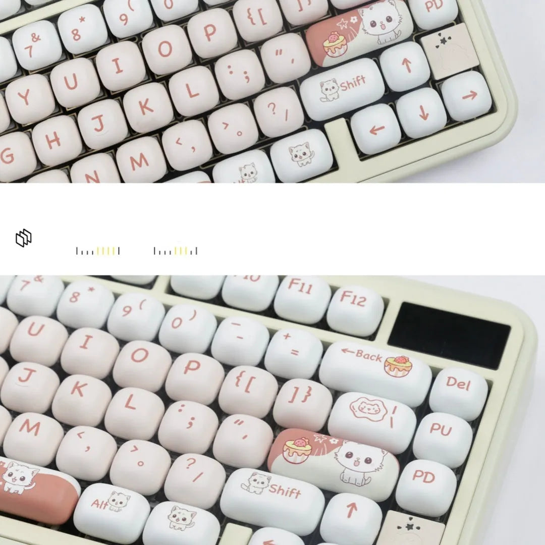 Dessert cat cartoon sublimation printed mechanical keyboard key cap with round MOG profile