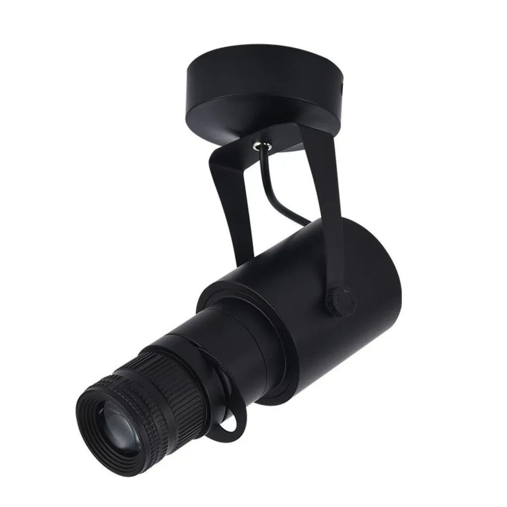 Black surface-mounted LED spotlight with aluminium housing for restaurant lighting