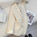 Women's loose mid-length coat in Korean style with long sleeves and pocket details