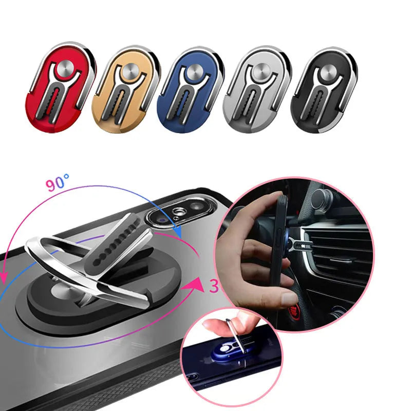 Universal car phone bracket with suction cup, vent clip, and ring mount attachments in multiple colours