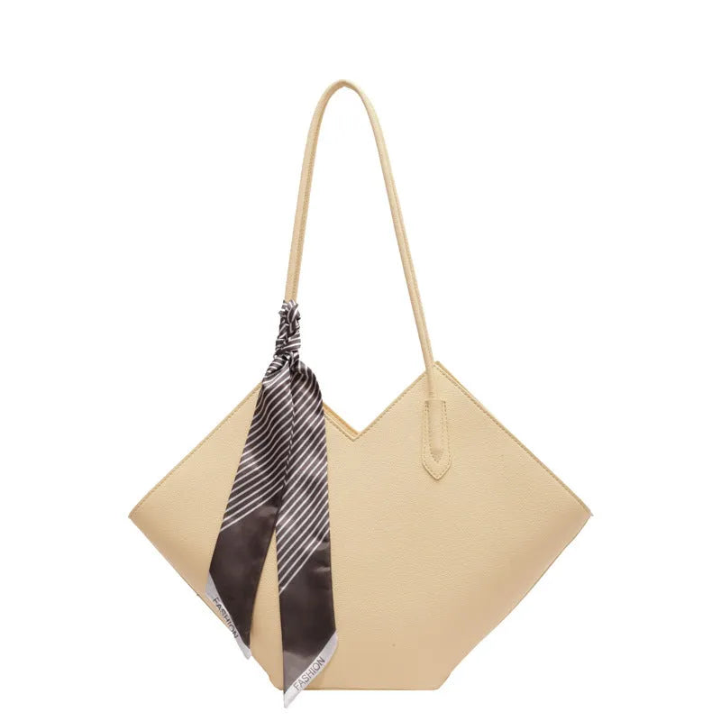 Women's PU leather large capacity shoulder bag in horizontal square design with 43cm width