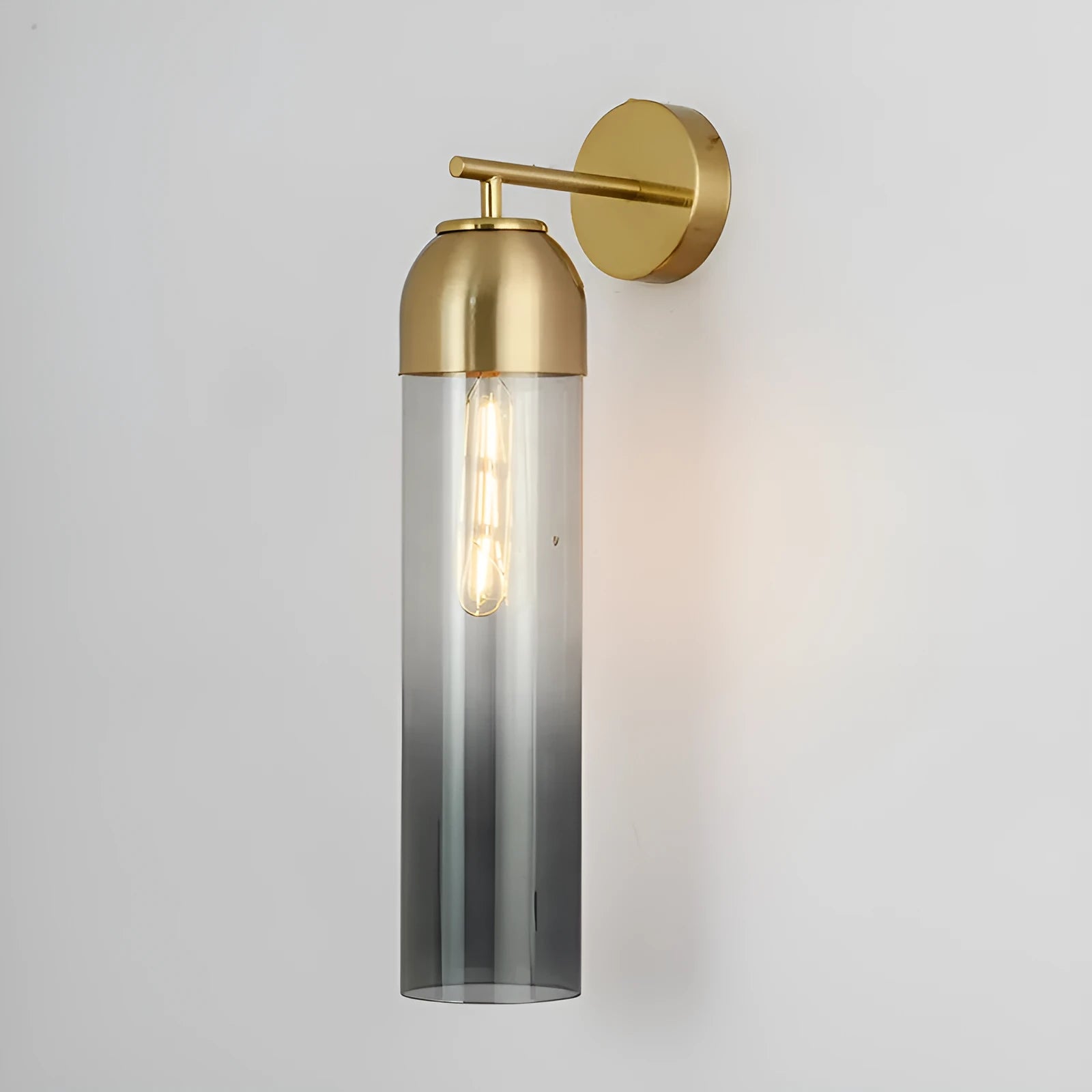 Nordic postmodern minimalist glass wall lamp in choice of five light colours on a plain wall