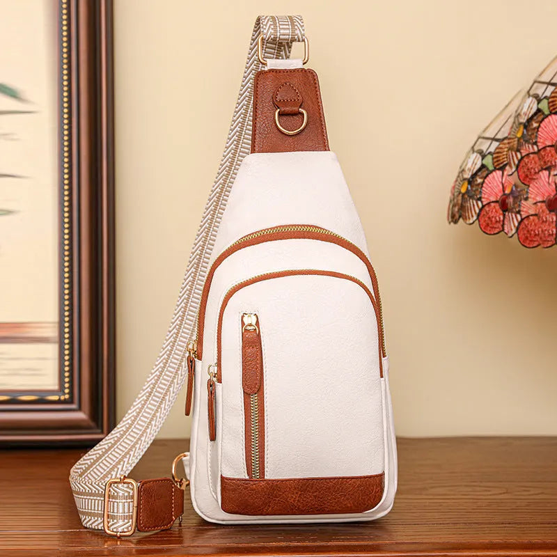 Women's soft PU crossbody messenger bag in street trend style with multiple compartments