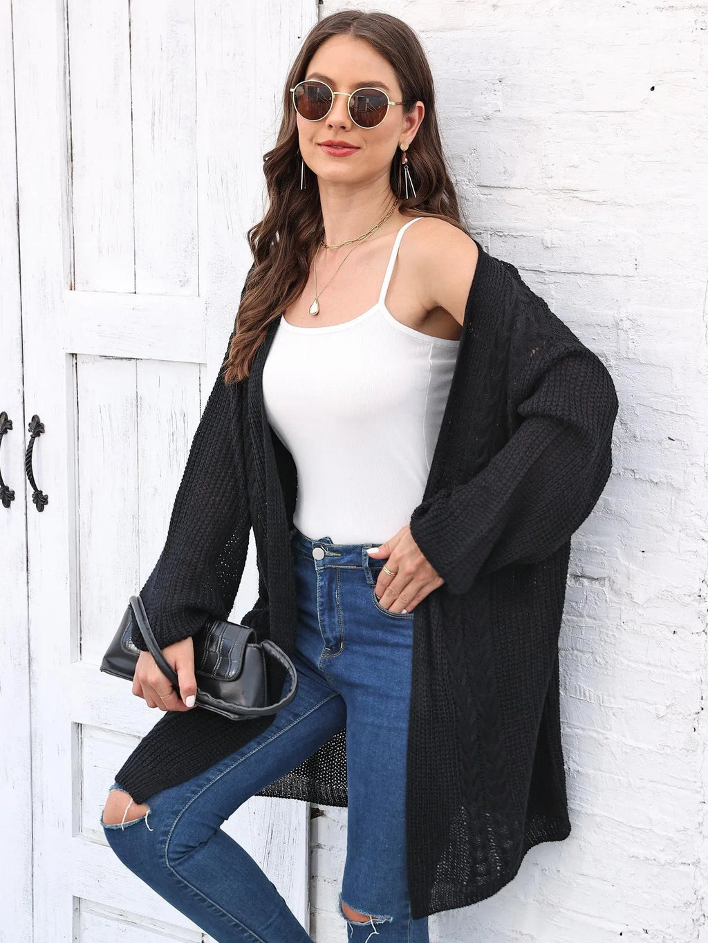 Women's loose acrylic sweater coat in free size with European American styling
