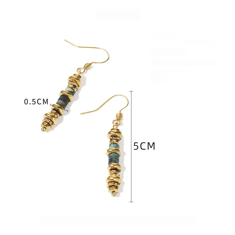 Titanium steel geometric dangle earrings with European American retro design