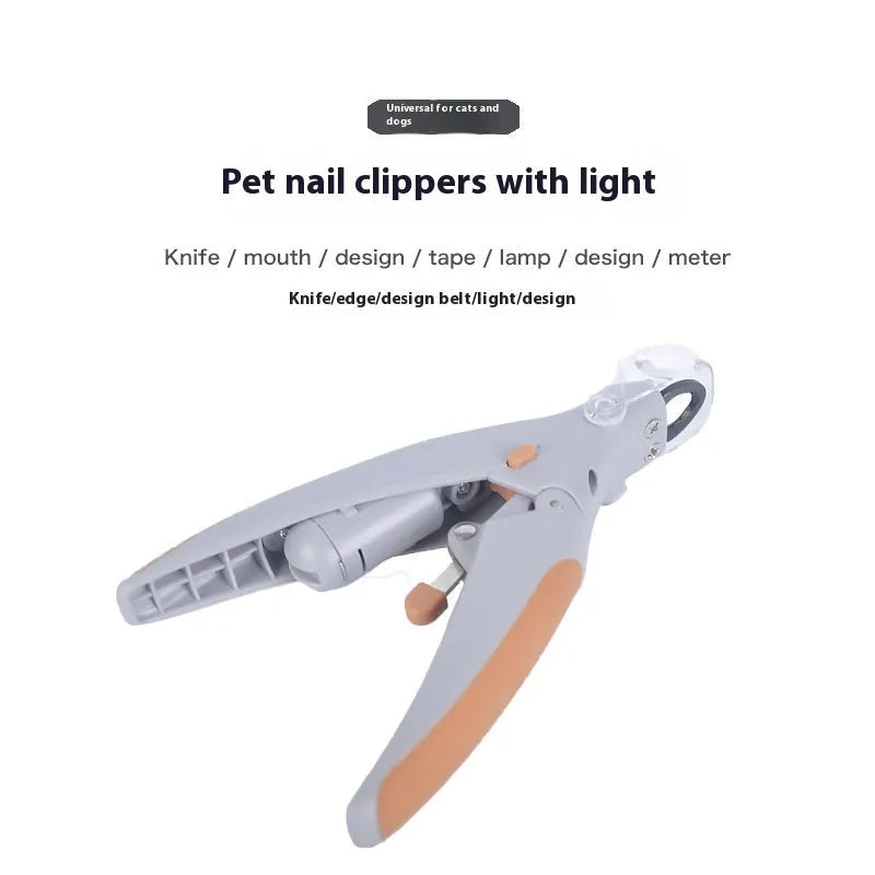 Dog nail clipper with red blood line indicator and LED light, ABS plastic construction