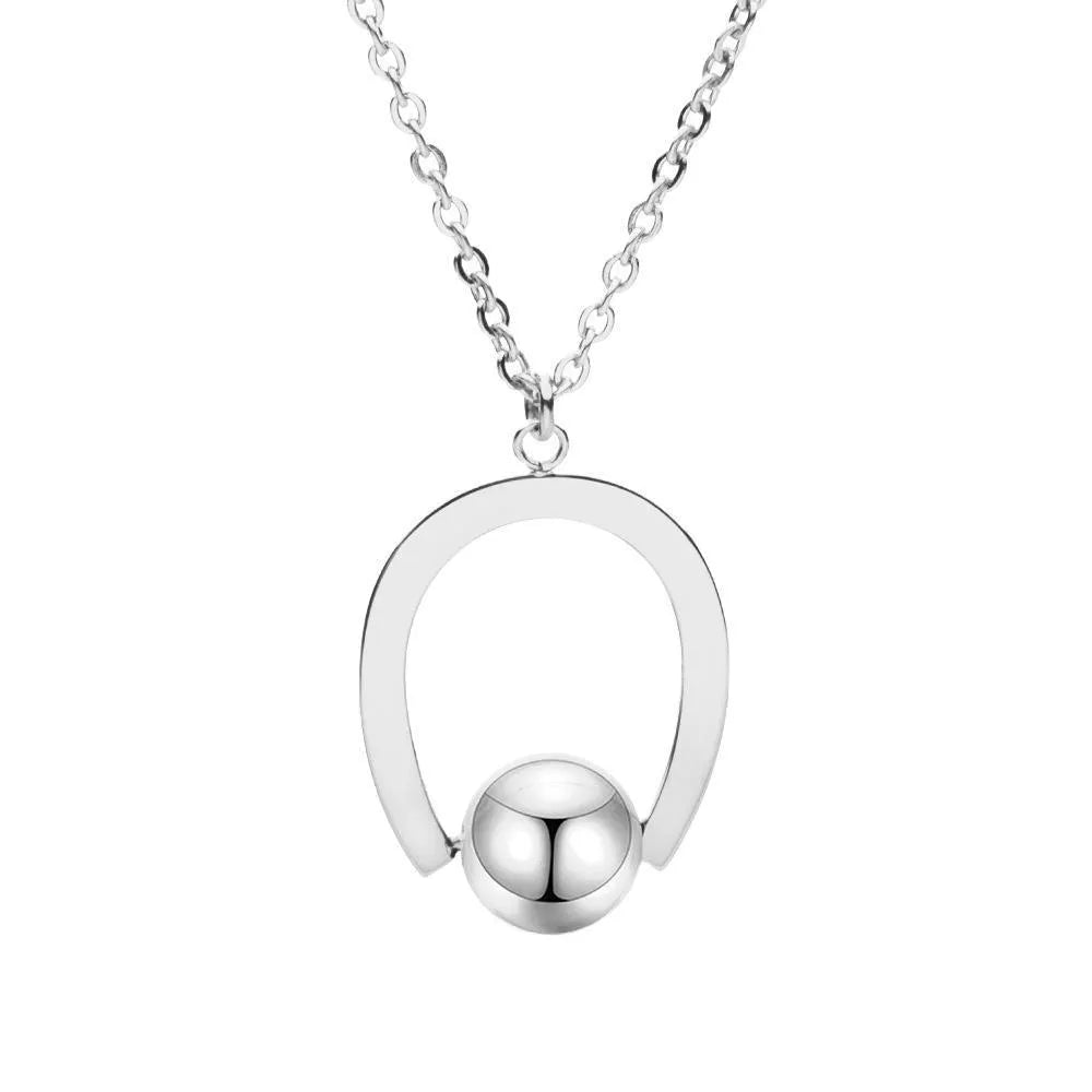 Adjustable stainless steel necklace with cross chain and geometric pendant in gold or silver finish