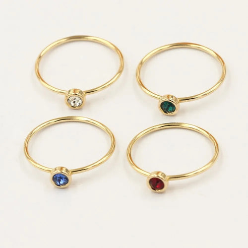 14K gilded copper DIY knuckle ring in choice of four zircon colours and five US sizes