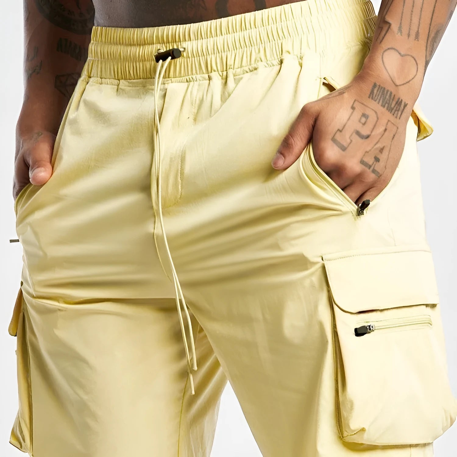 Men's black sports shorts with four-sided elastic fabric and mid waist quick-dry design