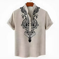 Men's striped linen casual shirt with button front in loose fit available in multiple colours