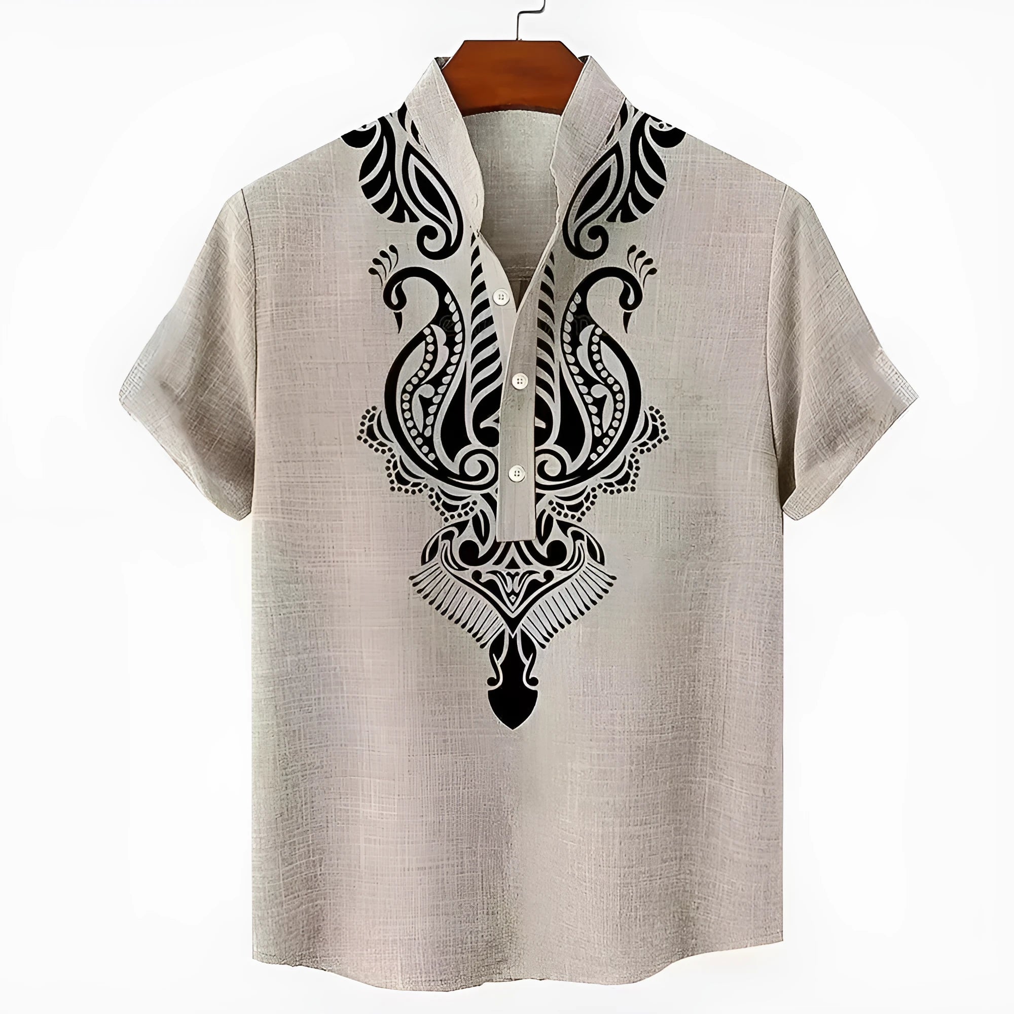 Men's striped linen casual shirt with button front in loose fit available in multiple colours