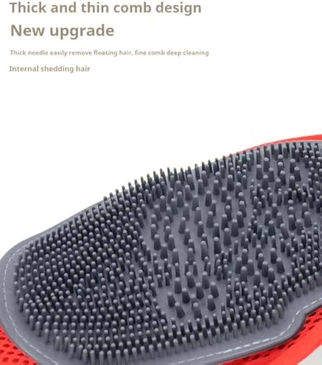 Red pet bathing glove with integrated brush for grooming and hair removal during bathing