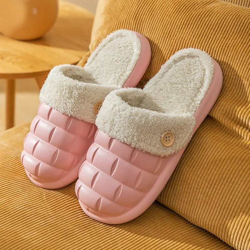 Plaid EVA slippers with detachable plush lining in multiple colours for women