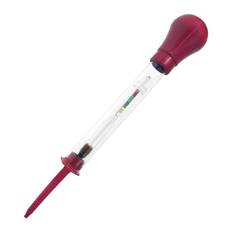 Electrohydraulic hydrometer for automotive battery electrolyte density measurement with glass construction