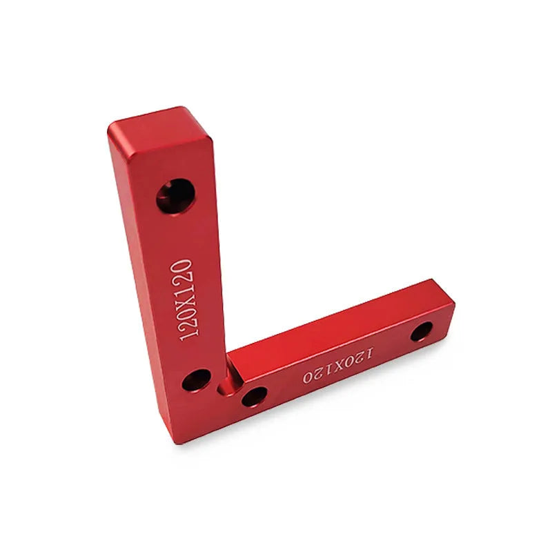 Aluminium alloy right angle positioning block for woodworking jig saws with measurement scale