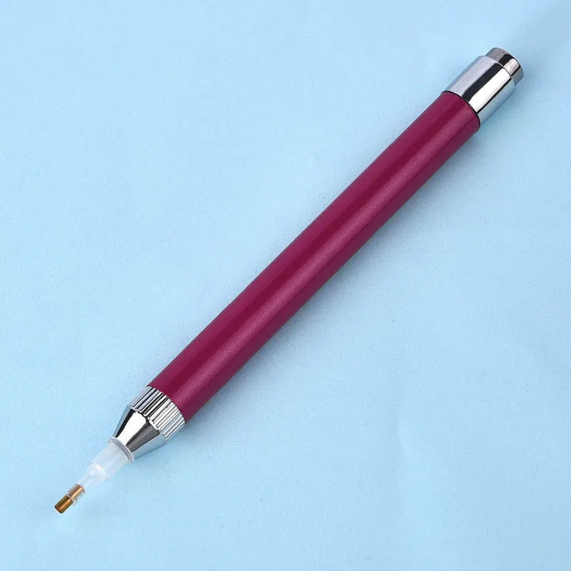 Aluminium alloy diamond painting drill pen with luminous tip in gold, red or blue colour options
