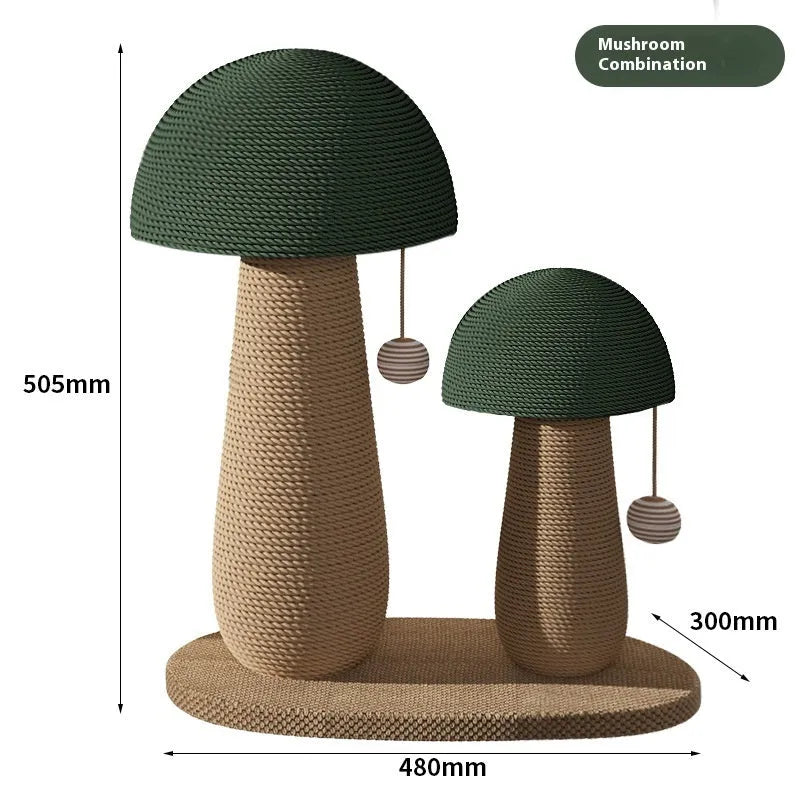 Sisal jute mushroom cat scratching board with ball option, wear-resistant and no dandruff