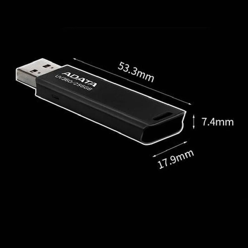 Black car-mounted USB flash drive with flexible waterproof plastic casing measuring 53.3x17.9x7.4mm