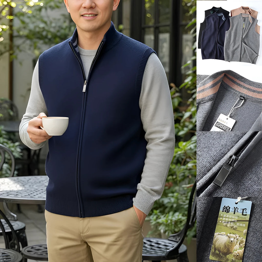 Thickened sleeveless knitted cardigan vest in loose fit women's autumn winter layering