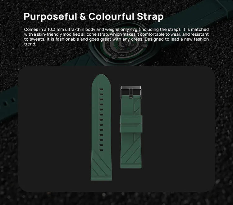 Square Bluetooth smart bracelet sports watch with colour touchscreen on black silicone wristband