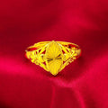Gold electroplated brass ring with open diamond flower geometric pattern for women