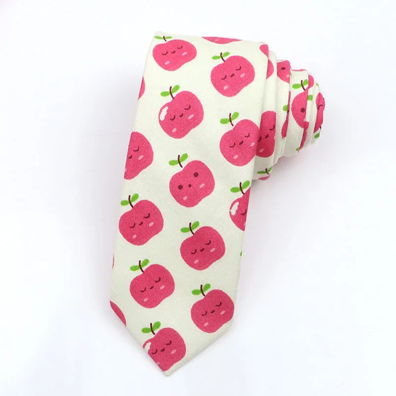 Korean style narrow men's cotton bow tie with a printed cartoon pattern, shown in colour GH21-01.