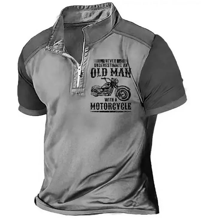 Men's casual polo shirt with lapel collar and digital letter printing in regular fit