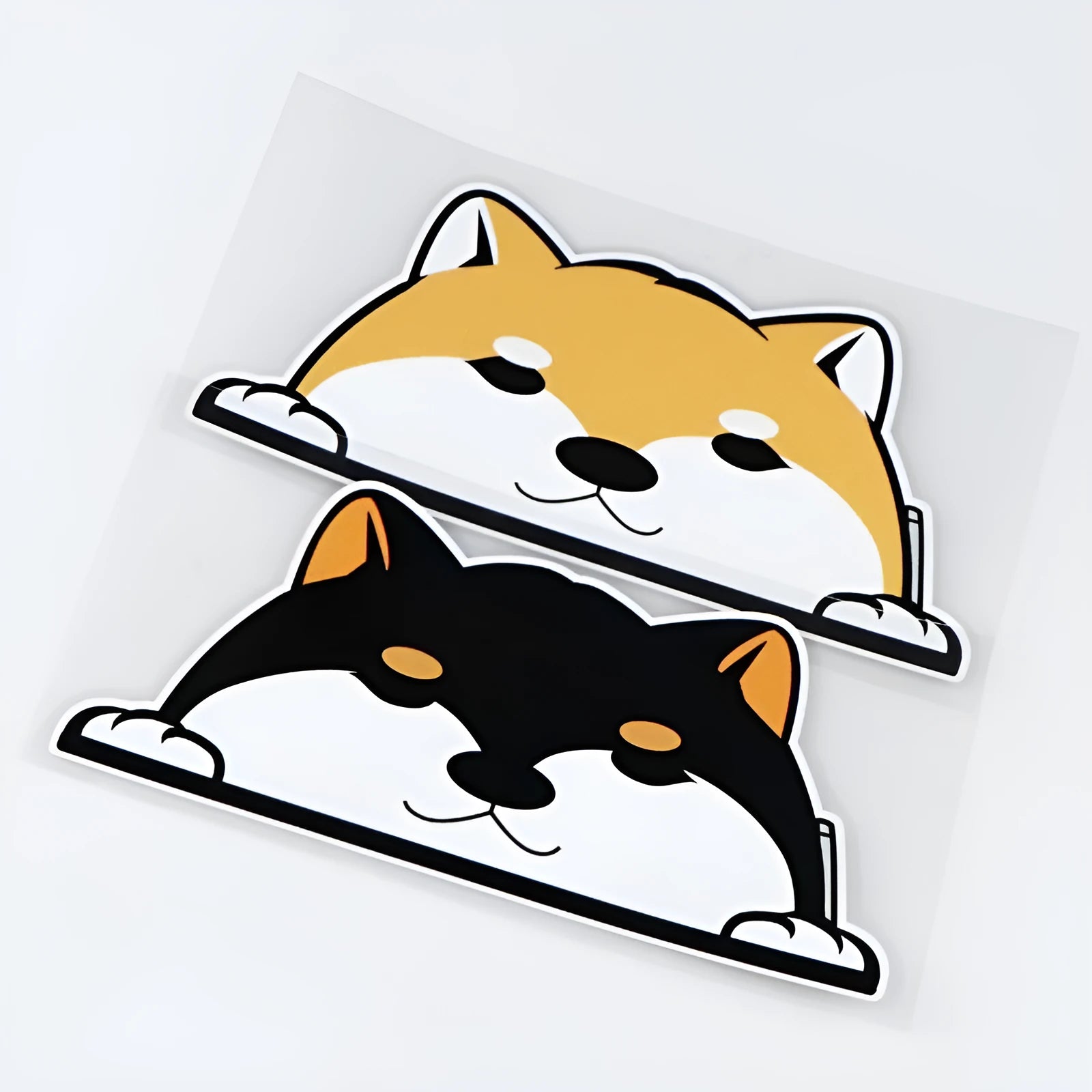 Set of four cartoon Chai dog peeping window car stickers in different colours on a car window