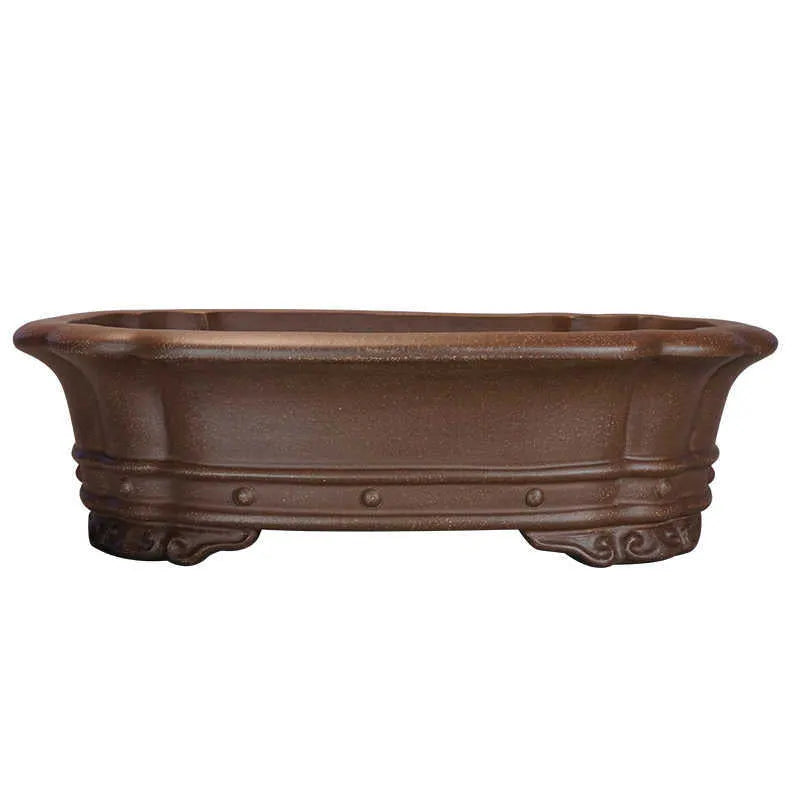 Purple sand handmade plain antique rectangular begonia flower pot body for desktop plants