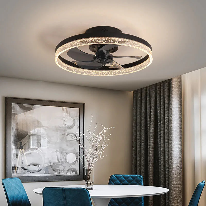 Nordic-style ceiling fan lamp with remote control and LED lighting in 50cm diameter