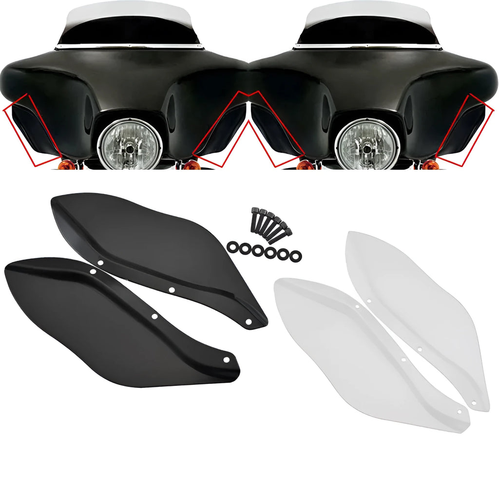 Pair of Harley motorcycle side wing head covers in ABS plastic for Touring models 1996-2013