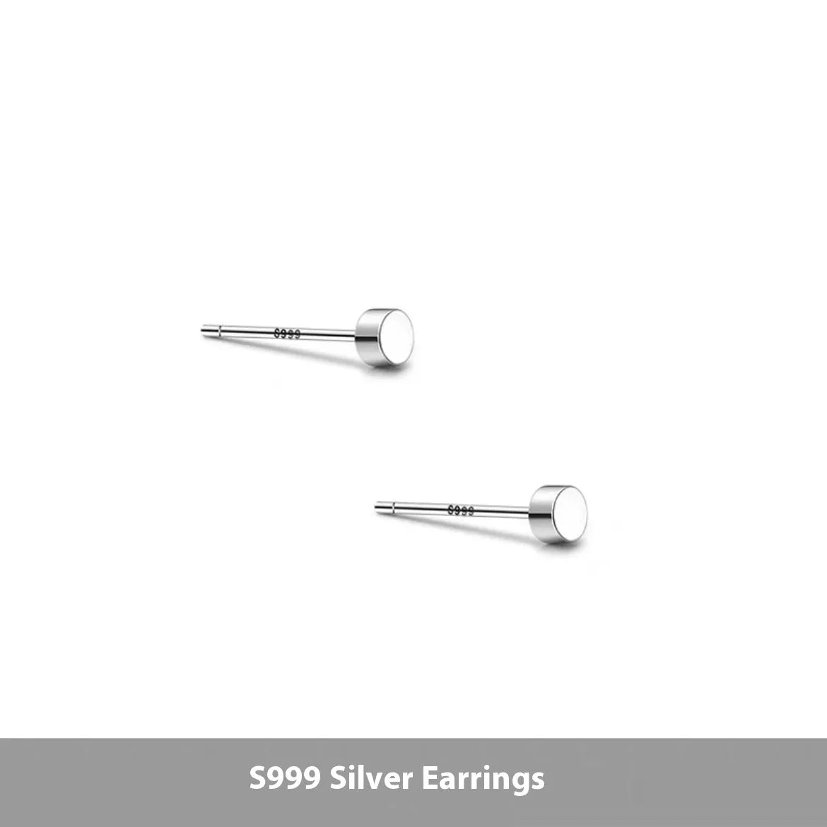S999 sterling silver flat ear bone studs in silver and black colours, 3mm to 8mm sizes