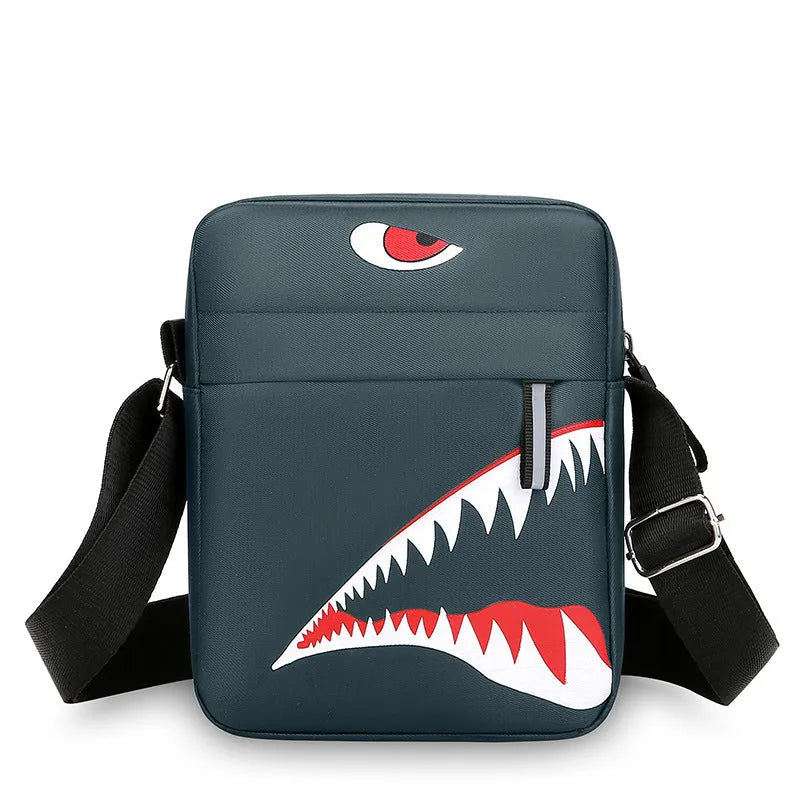Men's small casual crossbody bag in Oxford cloth with animal print patterns