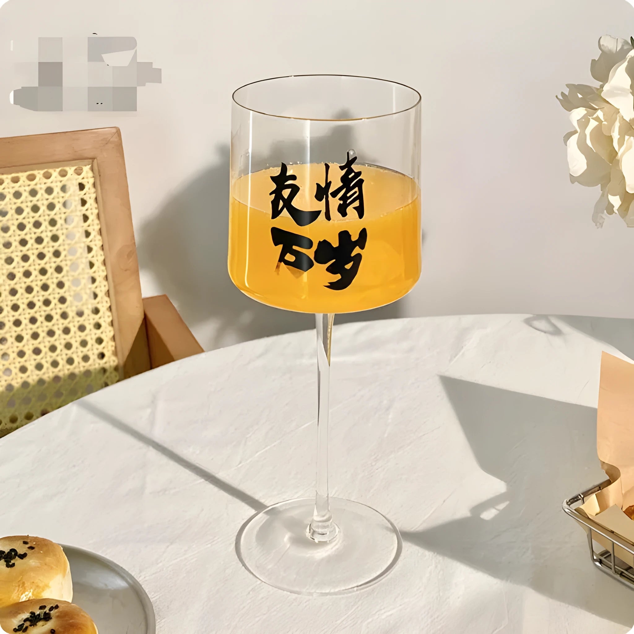Medieval French simplicity red wine glass body showing bamboo goblet and blue bottom cup options