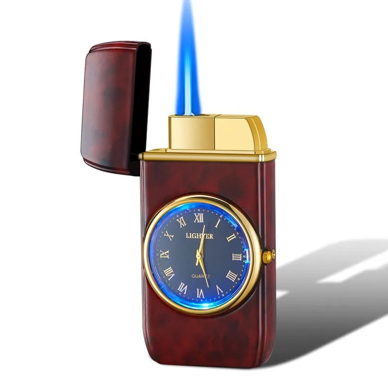 Electronic watch cigarette lighter with LED flashing lamp in multiple metal finishes