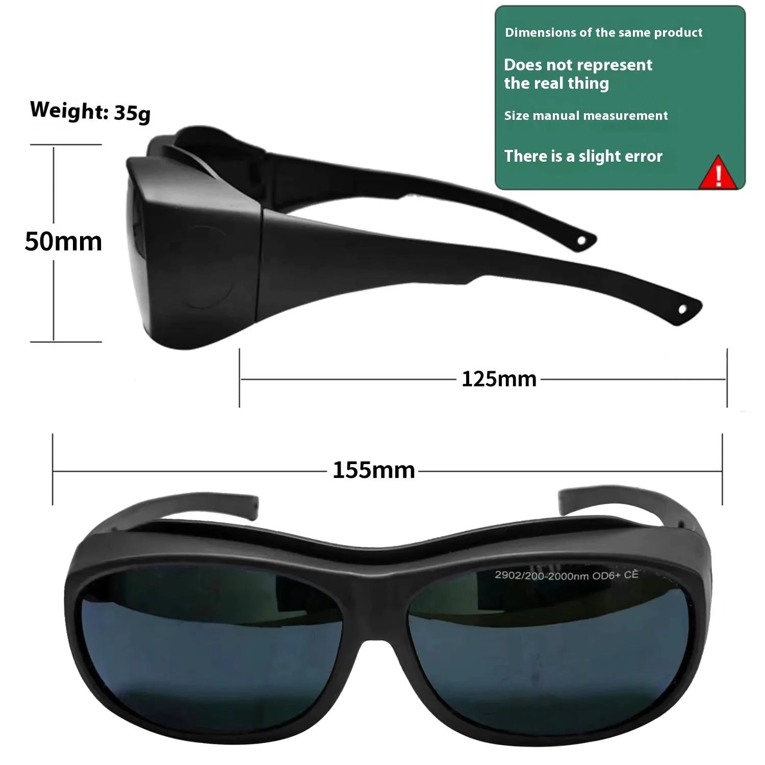Photon skin rejuvenation and welding safety goggles with 200-2000nm laser protection