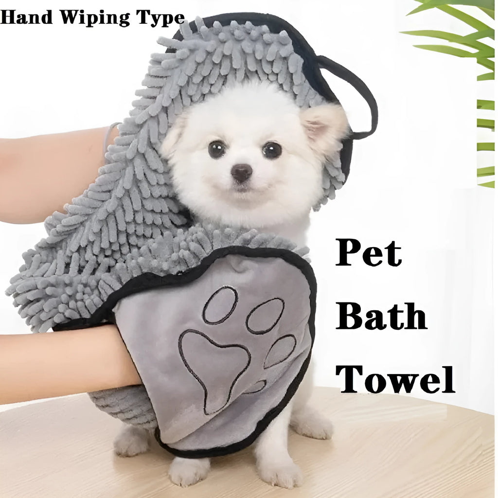 Blue pet bath towel measuring 62x23 cm for drying dogs and cats after washing