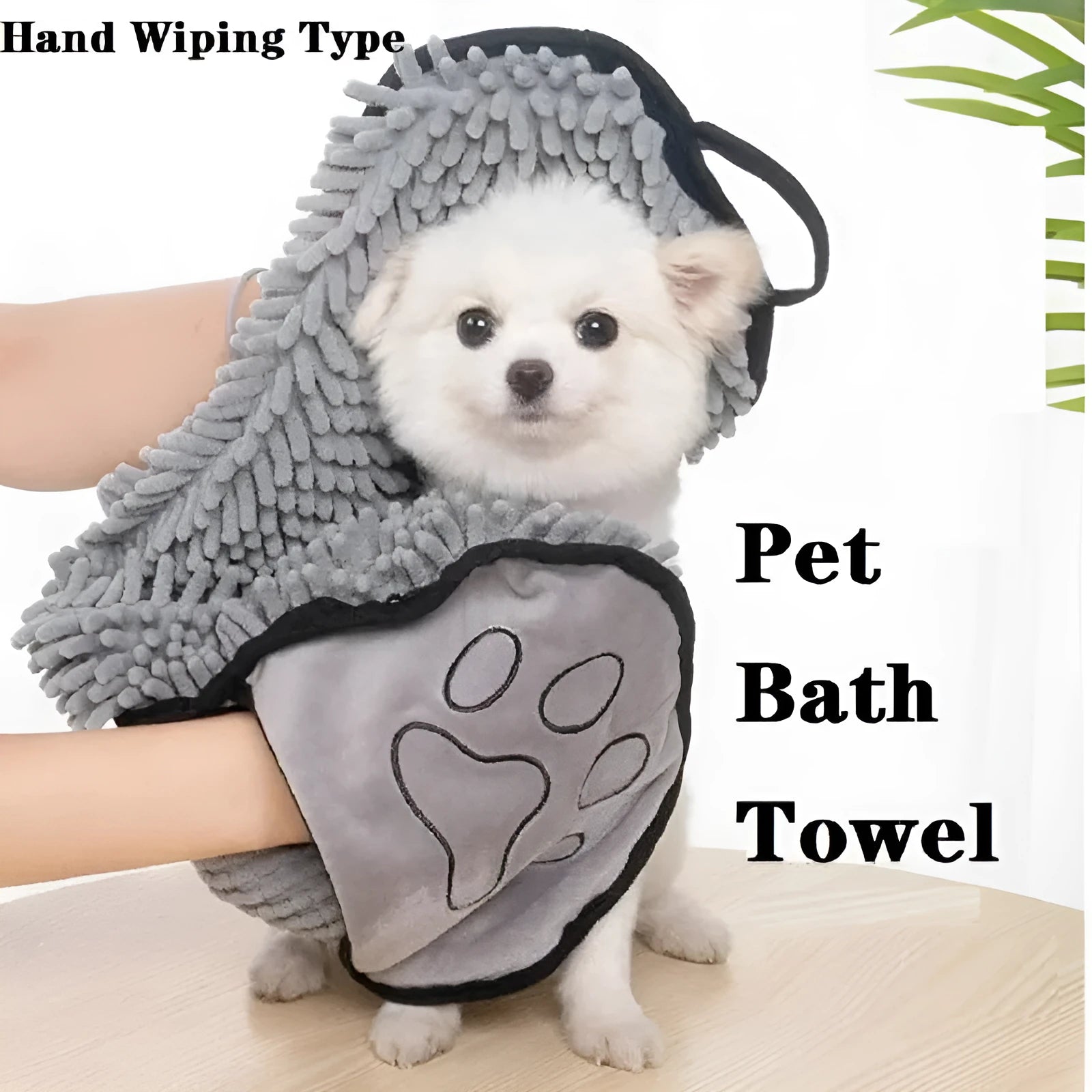 Blue pet bath towel measuring 62x23 cm for drying dogs and cats after washing