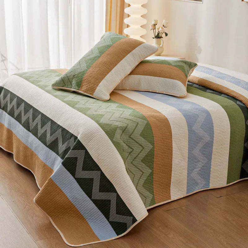 Cotton printed bed sheet set for 2.2 metre beds in modern simplicity style with reactive dyed patterns