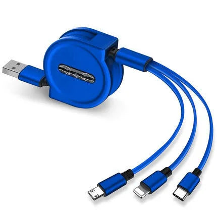 3 in 1 telescopic charging cable extended to 120cm with titanium connectors