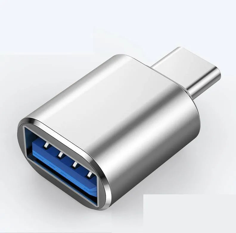 Type-C OTG adapter showing USB-A female port and Type-C male connector in available colour options