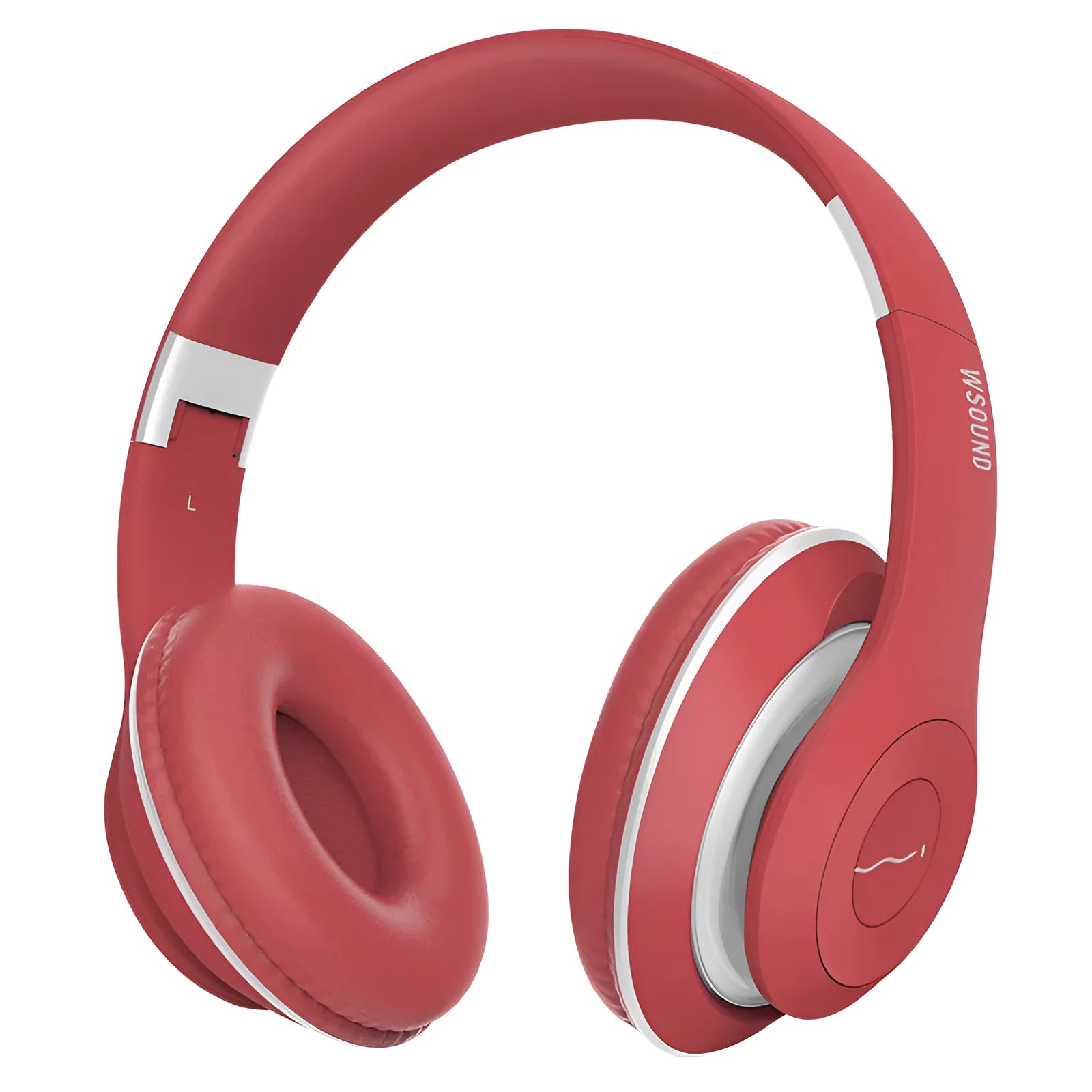 Blue and red Bluetooth wireless stereo headset with bilateral earpieces