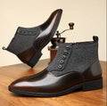 British retro men's formal shoes with side zipper in brown or green colours with square toe design