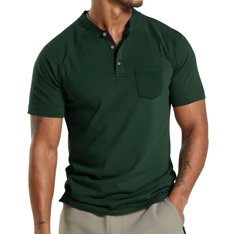 Plus size men's short sleeve button down shirt with chest pocket in multiple colour options