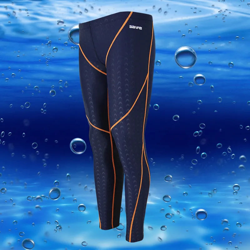 Men's black cropped swimming trunks with a contrast line, made from sun-proof nylon fabric.
