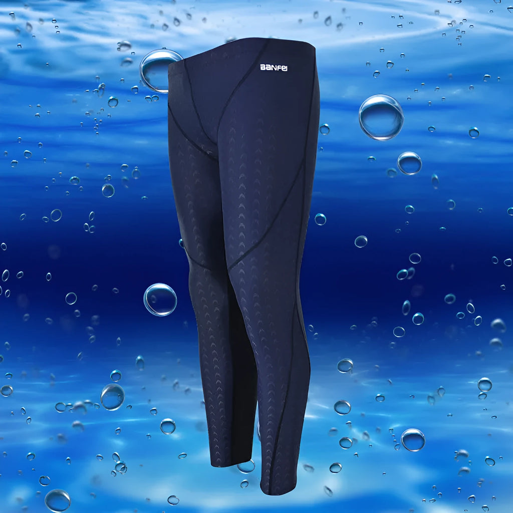 Men's black cropped swimming trunks with a contrast line, made from sun-proof nylon fabric.