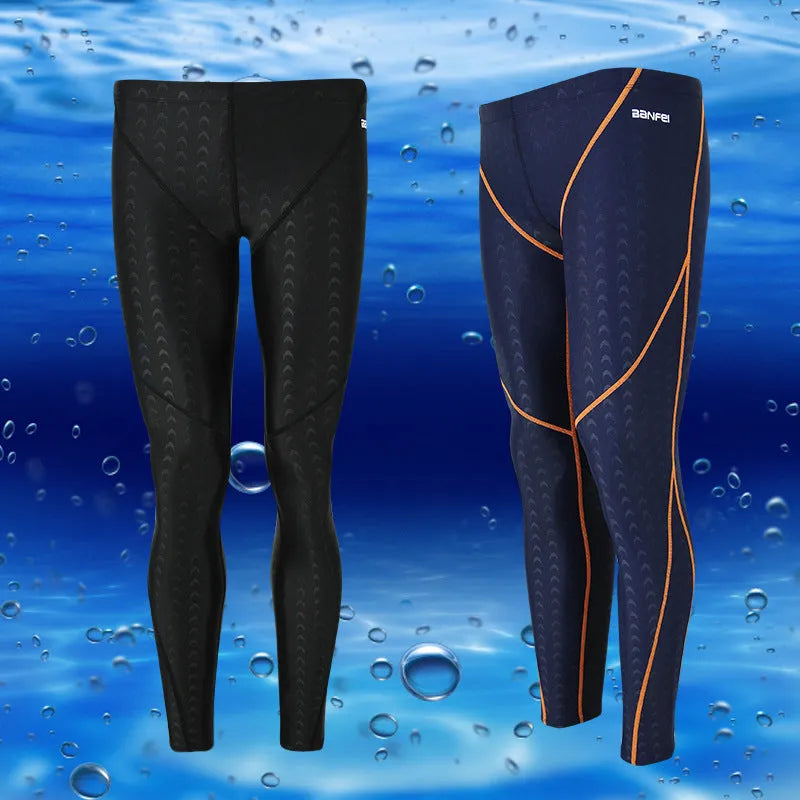 Men's black cropped swimming trunks with a contrast line, made from sun-proof nylon fabric.