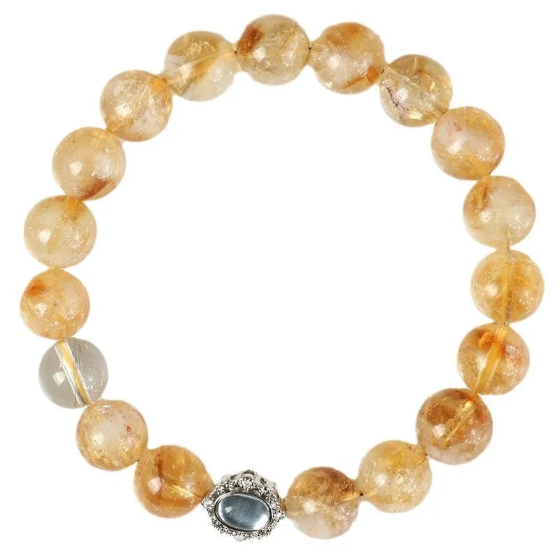 Citrine crystal geometric bracelet with 10mm stones and polished surface